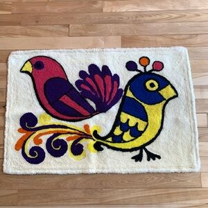 Vintage Psychedelic Pheasants Hooked Rug
